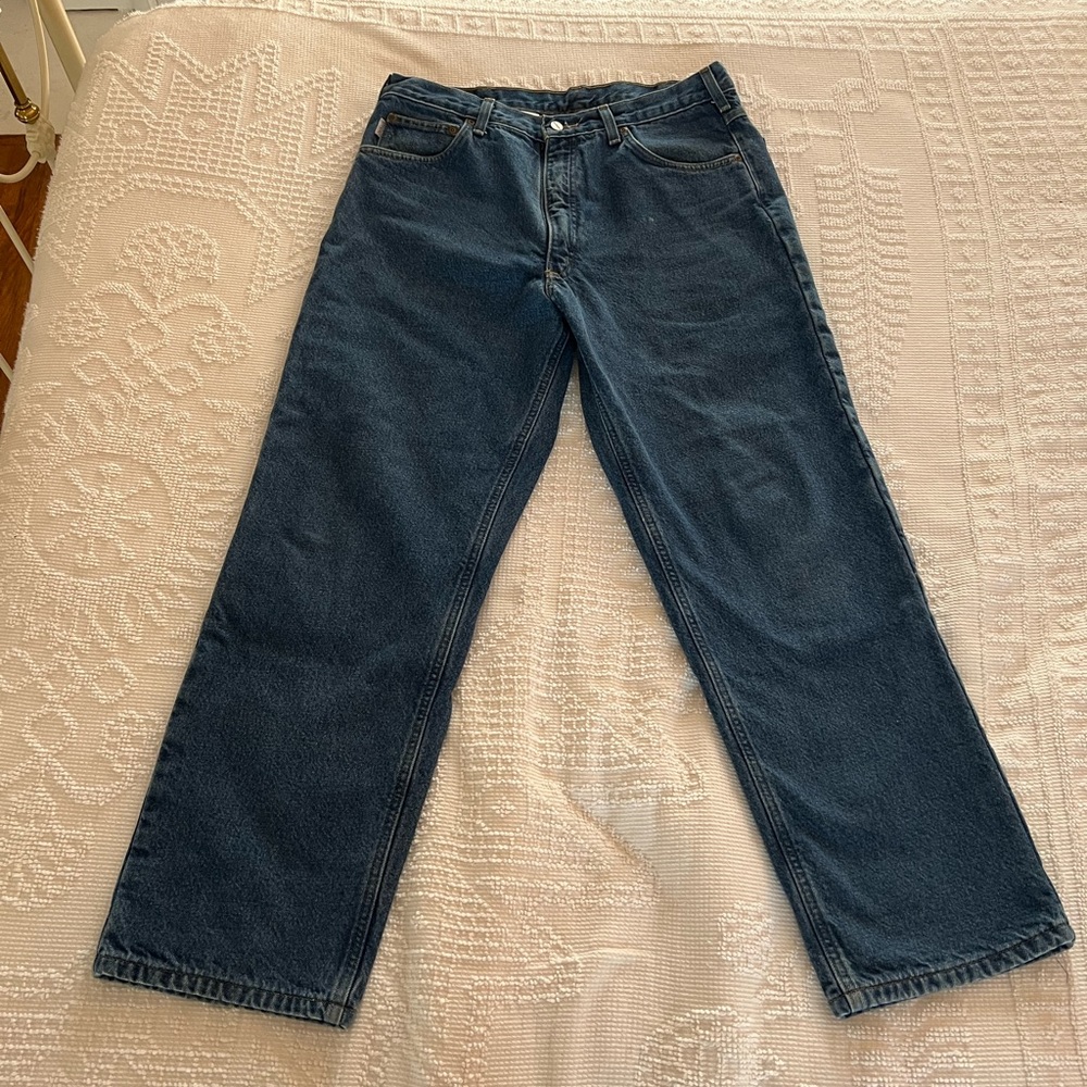 CARHARTT Men’s Dark Wash Flannel Lined Jeans - Picture 6 of 6